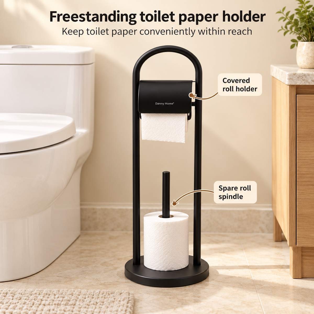 Danny Home Freestanding Toilet Paper Holder - 23x75cm