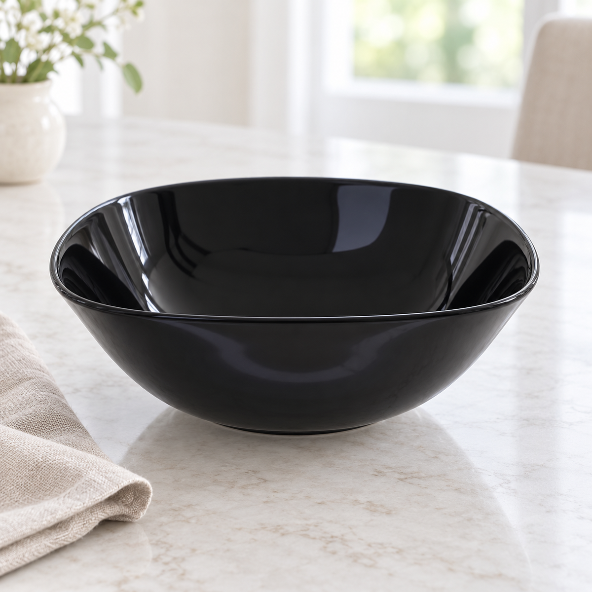 Danny Home Black Rounded Square Bowl - 9 Inch