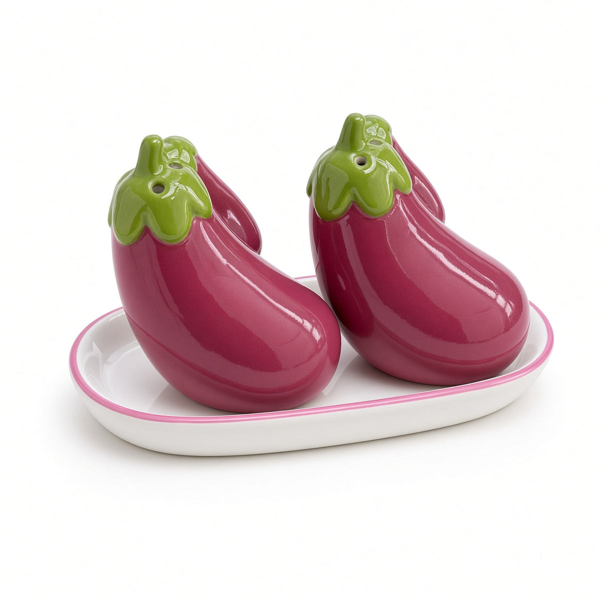 Kitchlux Ceramic Salt and Pepper Shakers - Eggplant Pink