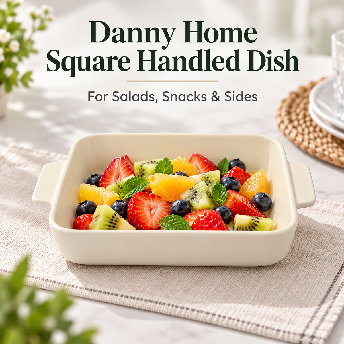 Danny Home Square Handled Dish - 12 Inches