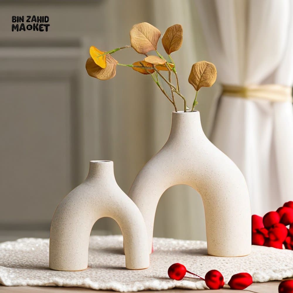 CAPIRON WHITE CERAMIC VASE NORDIC MODERN DECOR FOR DRIED & FRESH FLOWERS