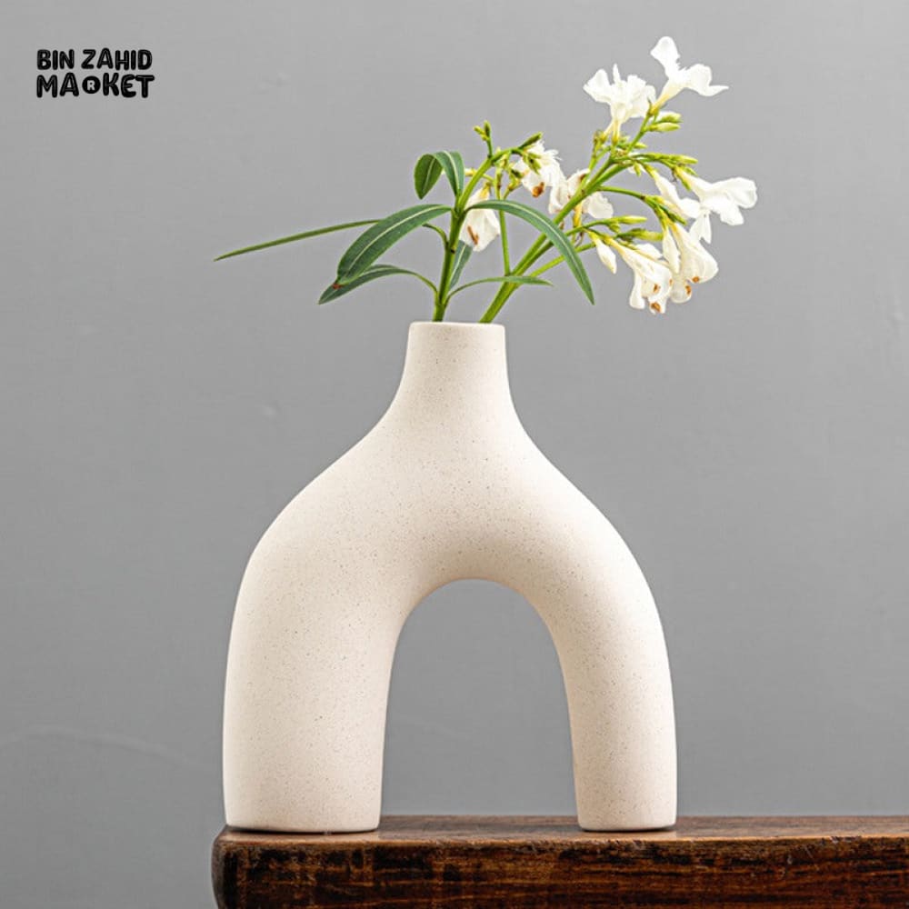 CAPIRON WHITE CERAMIC VASE NORDIC MODERN DECOR FOR DRIED & FRESH FLOWERS