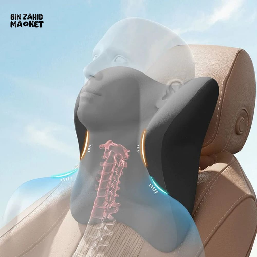 CAR MEMORY FOAM HEADREST & LUMBAR SUPPORT PILLOW 2 PIECES SET – ERGONOMIC NECK & WAIST CUSHION FOR ALL VEHICLES