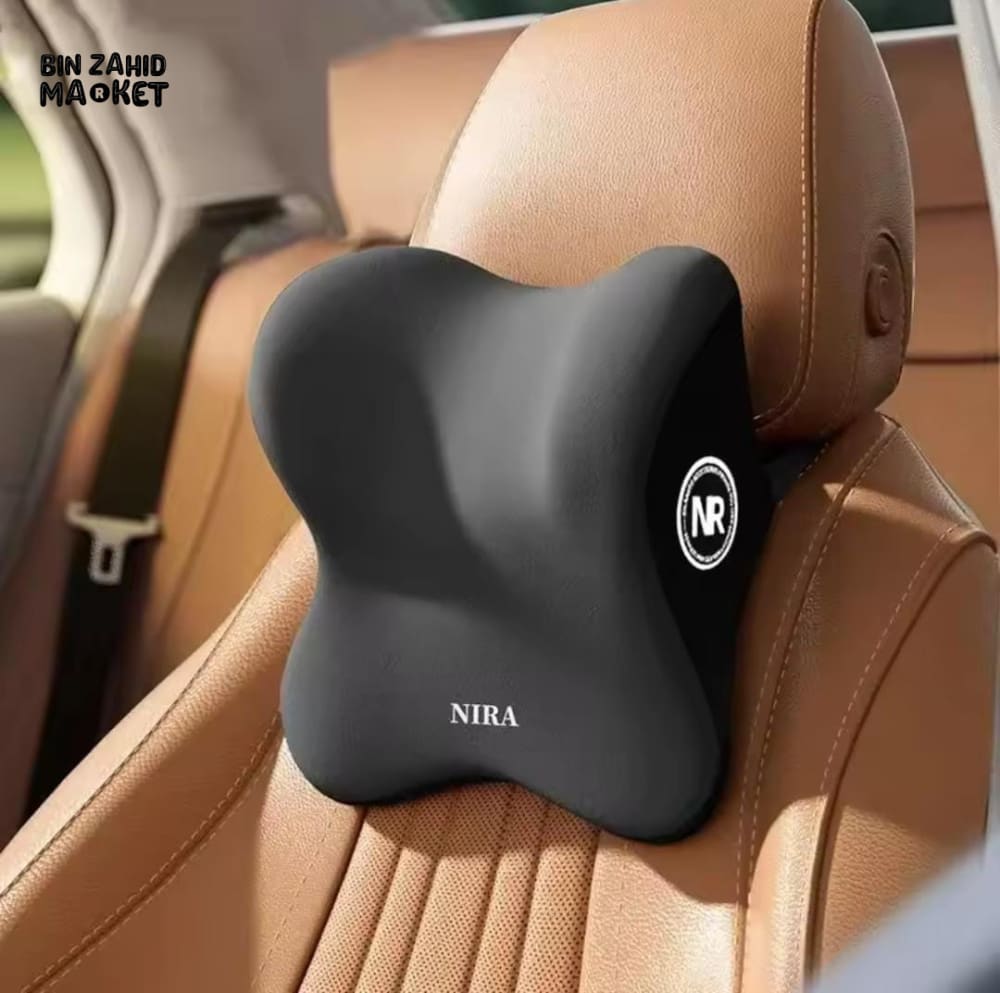 CAR MEMORY FOAM HEADREST & LUMBAR SUPPORT PILLOW 2 PIECES SET – ERGONOMIC NECK & WAIST CUSHION FOR ALL VEHICLES