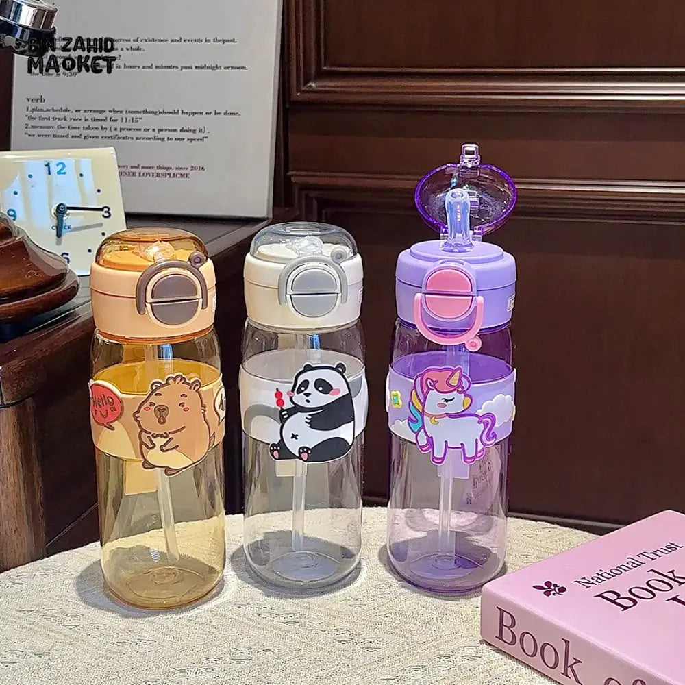 CARTOON CAPYBARA WATER CUP – HIGH AESTHETIC PLASTIC TUMBLER WITH HANDLE DUAL STRAW & LEAKPROOF LID