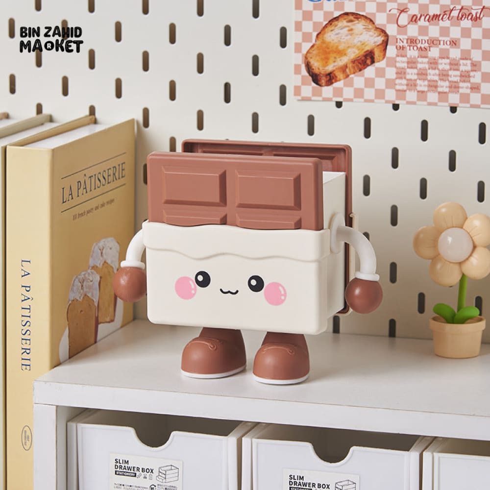 CARTOON COOKIE DESK ORGANIZER & PEN HOLDER STORAGE BOX - Chocolate