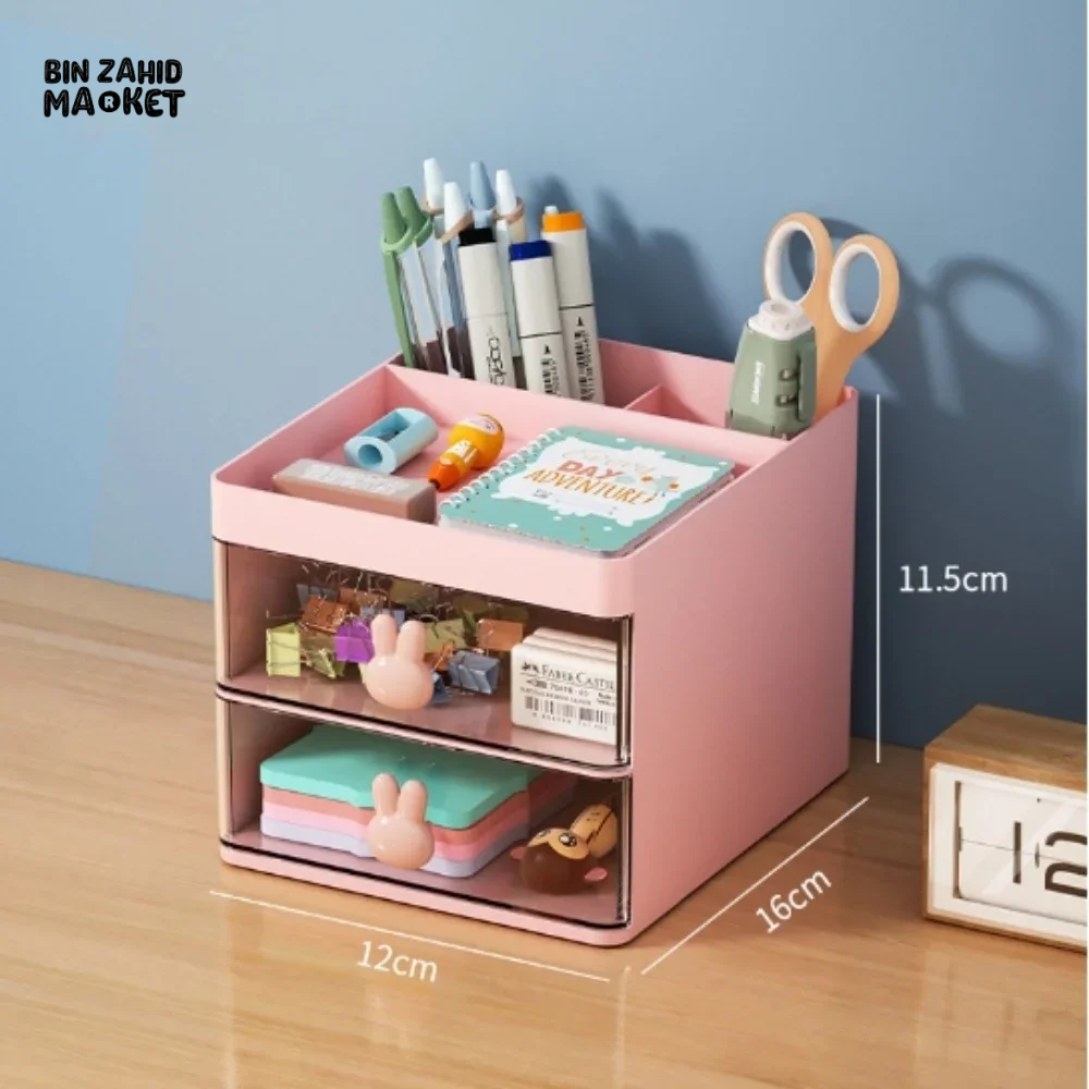 CARTOON CREATIVE PEN HOLDER TRANSPARENT DRAWER STORAGE BOX DESKTOP LARGE CAPACITY STORAGE ACCESSORIES SUITABLE FOR STATIONERY