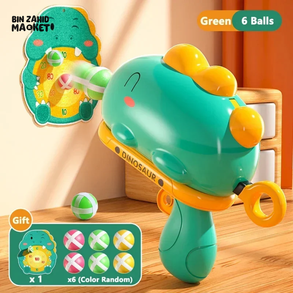 CARTOON DINOSAUR STICKY BALL SHOOTING GUN TOY FOR KIDS – FUN & SAFE PLAY
