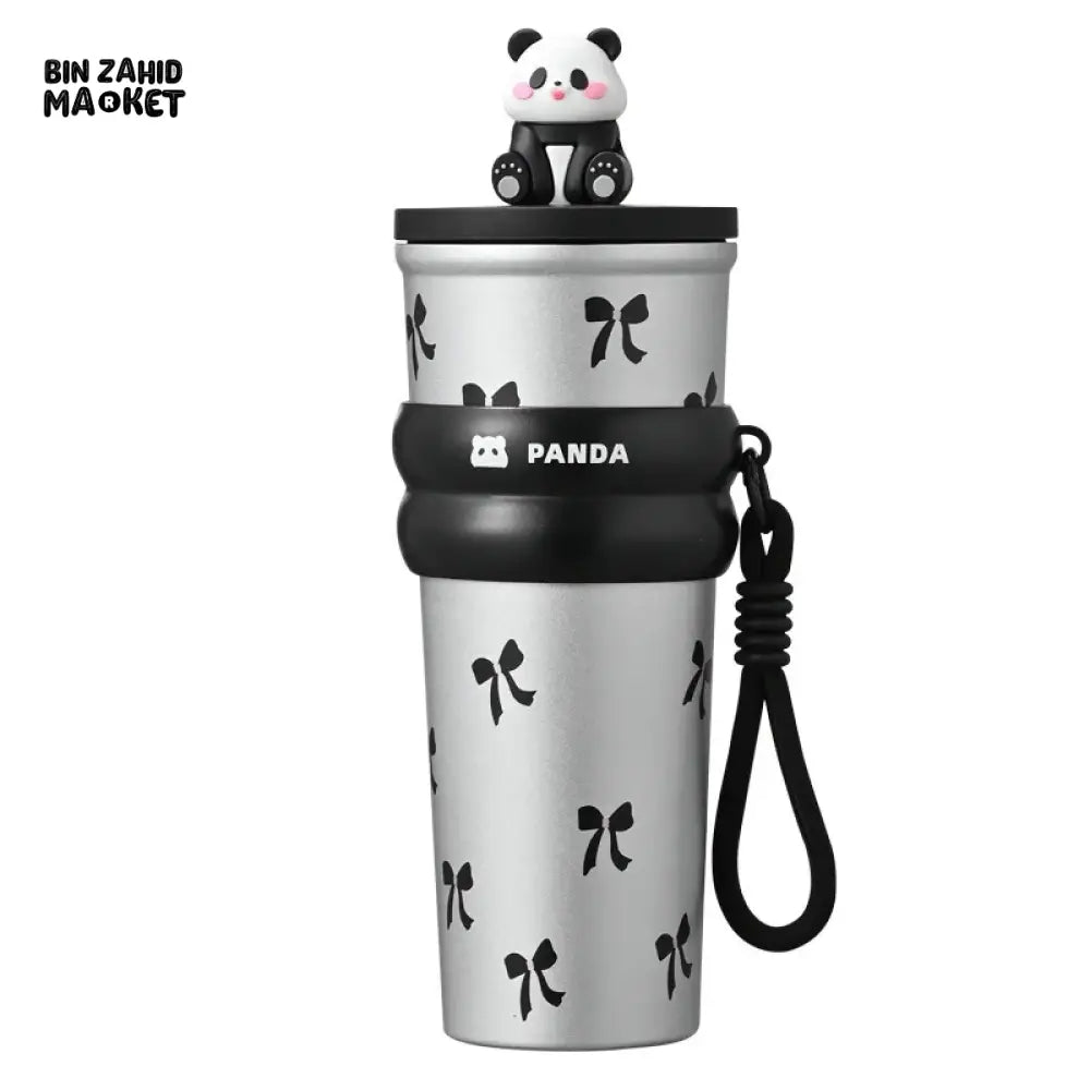 CARTOON PANDA THERMOS – STAINLESS STEEL VACUUM FLASK WITH LIFTING ROPE DIRECT DRINKING CUP & GIFT FOR STUDENTS