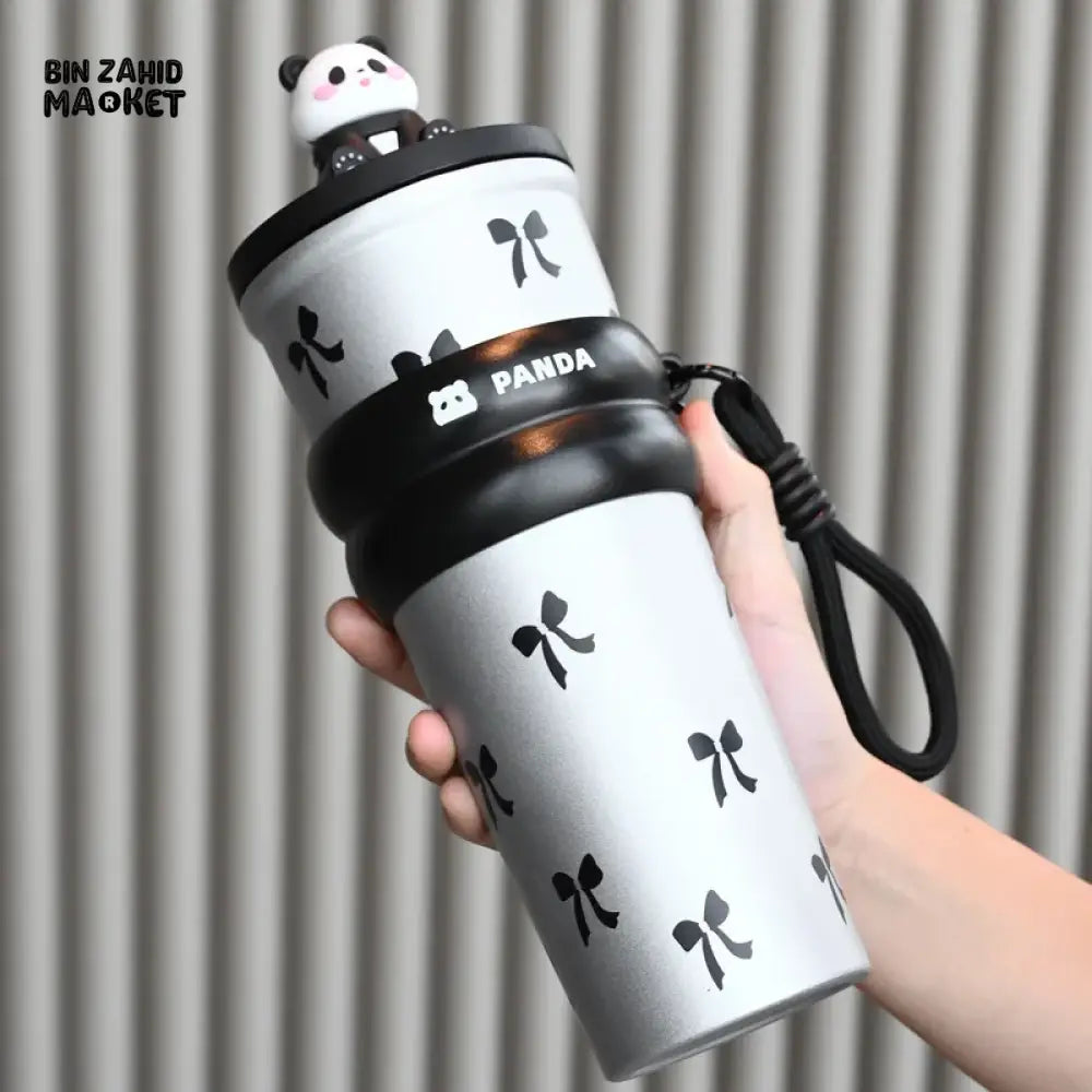 CARTOON PANDA THERMOS – STAINLESS STEEL VACUUM FLASK WITH LIFTING ROPE DIRECT DRINKING CUP & GIFT FOR STUDENTS