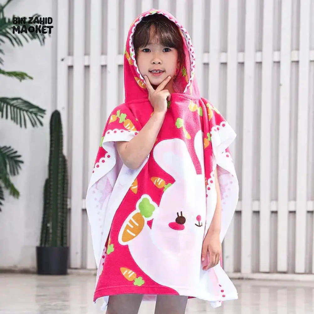 CARTOON PRINTED KIDS HOODED BATHROBE Rabbit 1-5 Years Of Kids