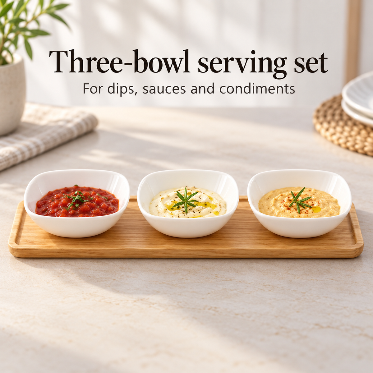 Danny Home Three-Bowl Serving Set - 4 Pieces