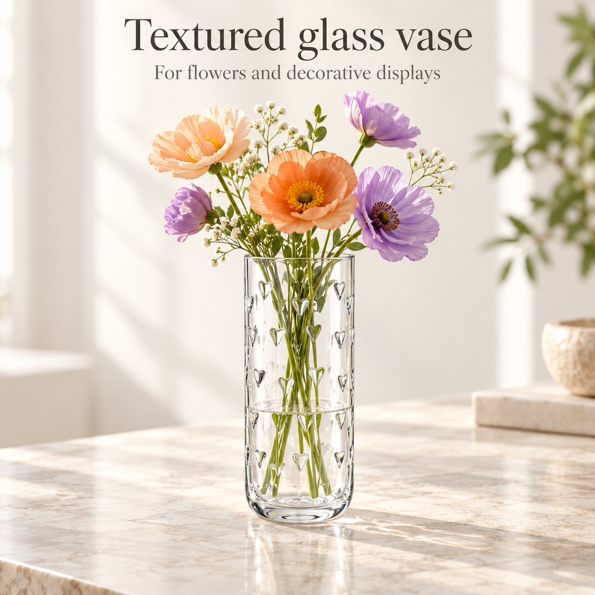 Danny Home Textured Glass Vase - 11.7x13.5x25.1cm