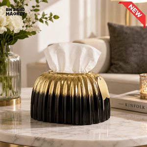 LUXURY TISSUE BOX HOLDER - BLACK & GOLD