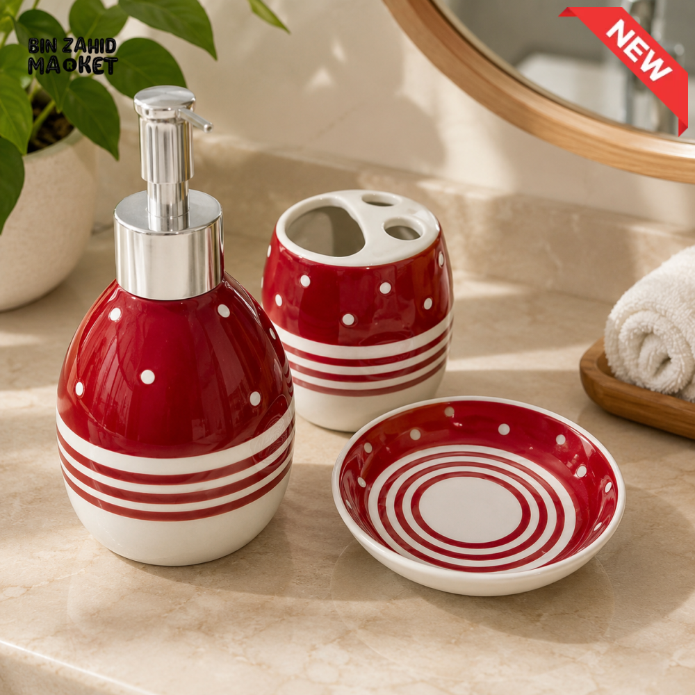 CERAMIC BATHROOM ACCESSORY SET - 3 PCS