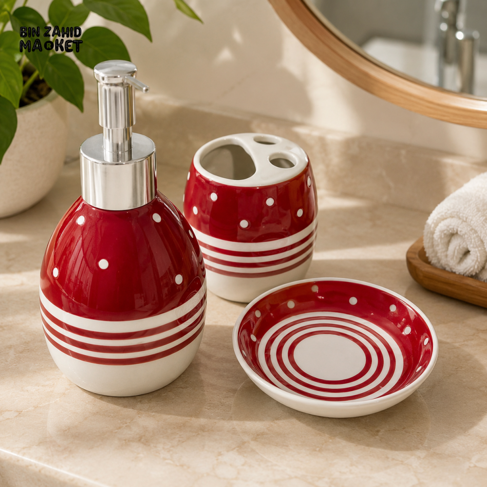 CERAMIC BATHROOM ACCESSORY SET - 3 PCS