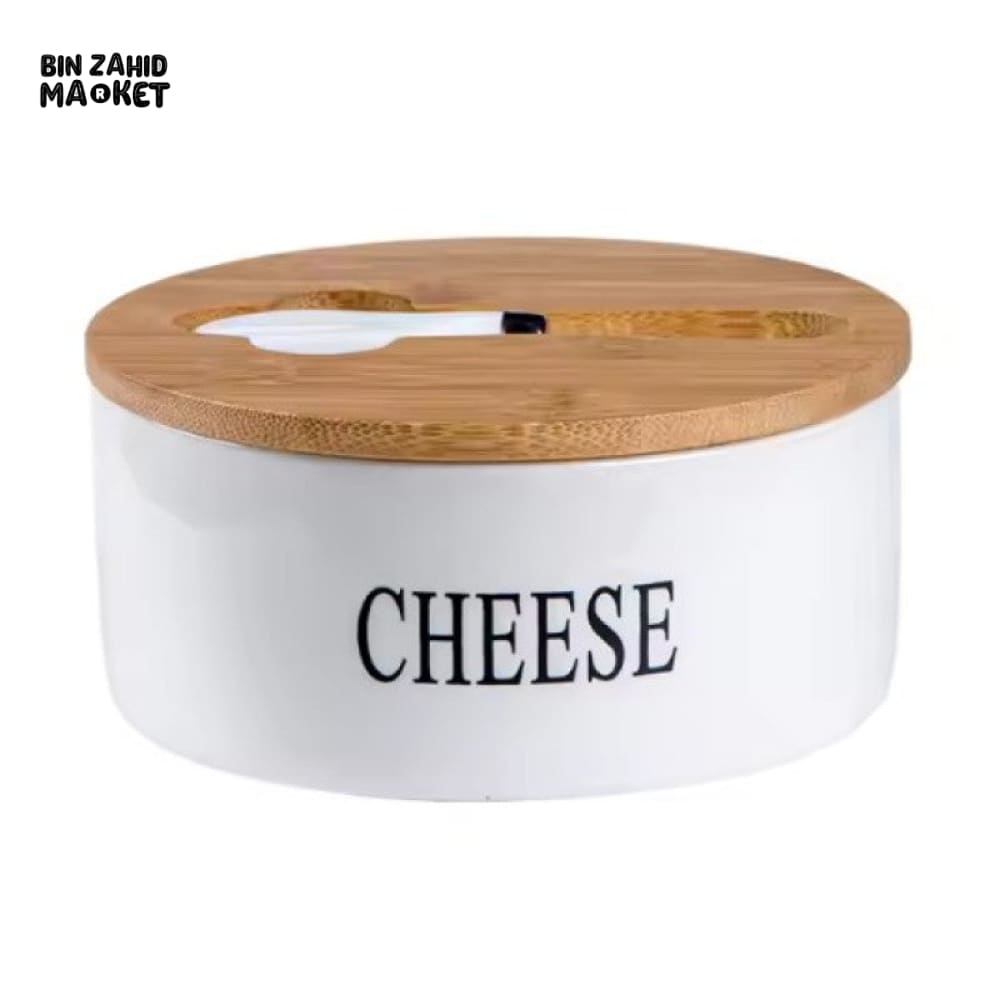 CERAMIC CHEESE STORAGE BOX WITH LID AND KNIVES SET BUTTER PLATE AND CHEESE SEALING TRAY CONTAINER