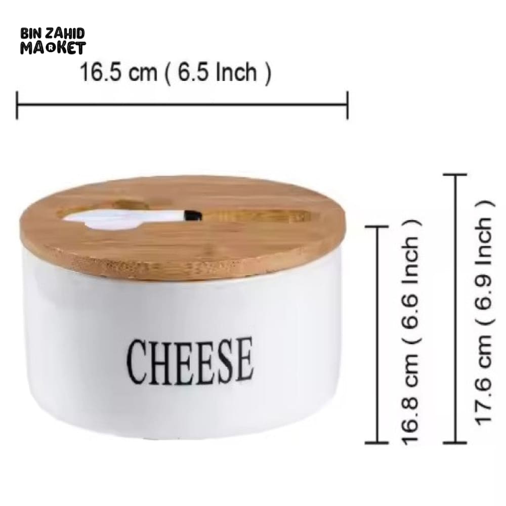 CERAMIC CHEESE STORAGE BOX WITH LID AND KNIVES SET BUTTER PLATE AND CHEESE SEALING TRAY CONTAINER