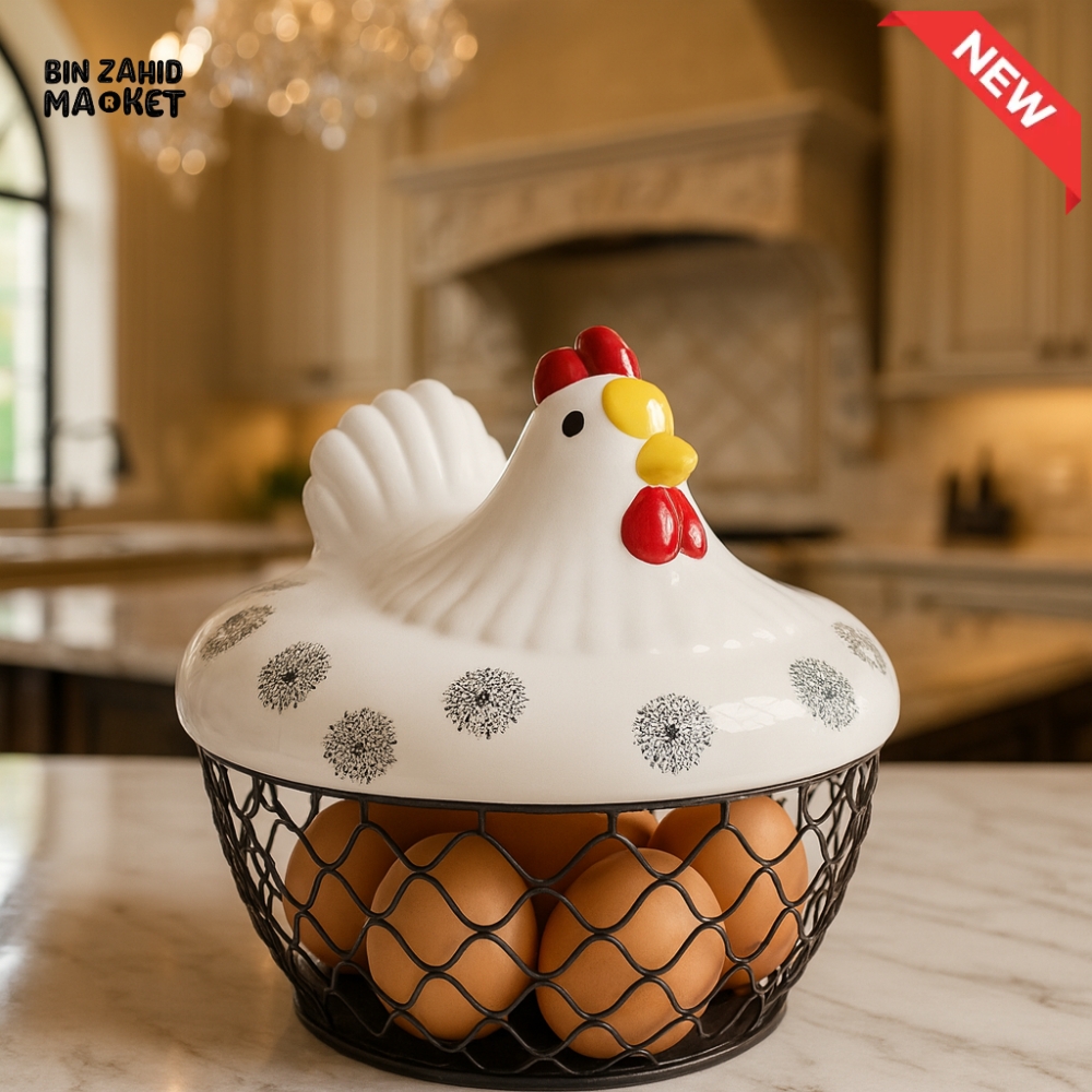 CERAMIC CHICKEN EGG BASKET 4800