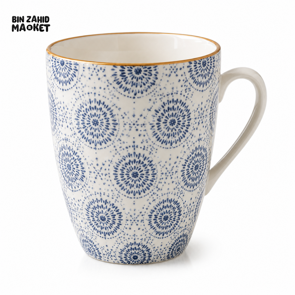 CERAMIC COFFEE MUG SET - 1 PCS - WHITE&BLUE