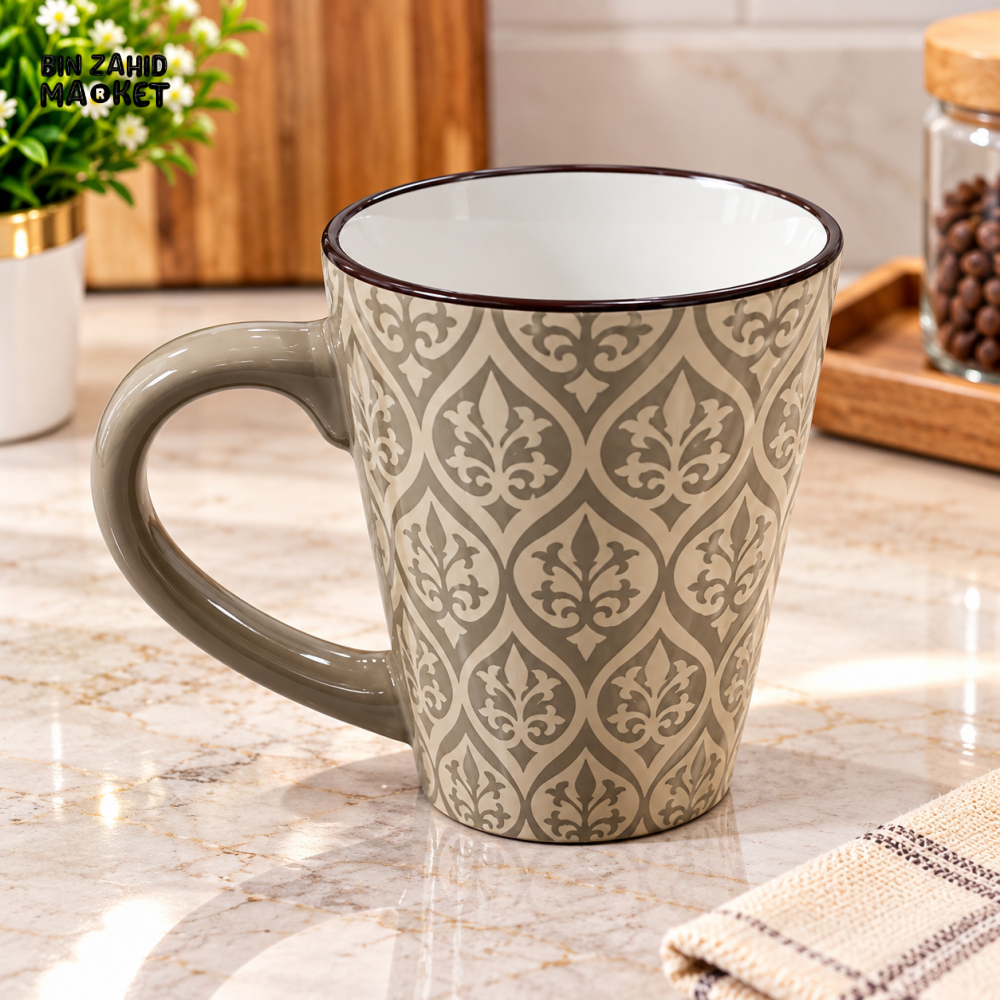 CERAMIC COFFEE MUG WITH CLASSIC DAMASK PATTERN - Mugs