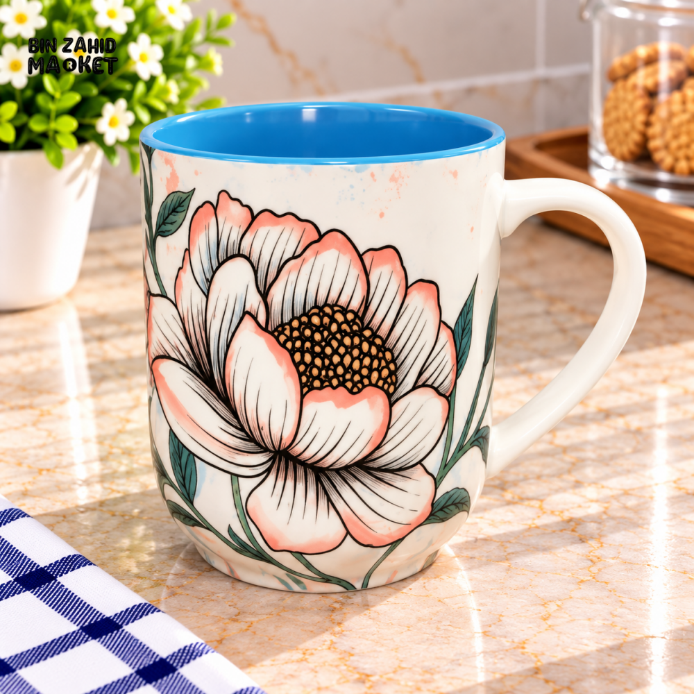 CERAMIC COFFEE MUG WITH FLORAL DESIGN - Mugs