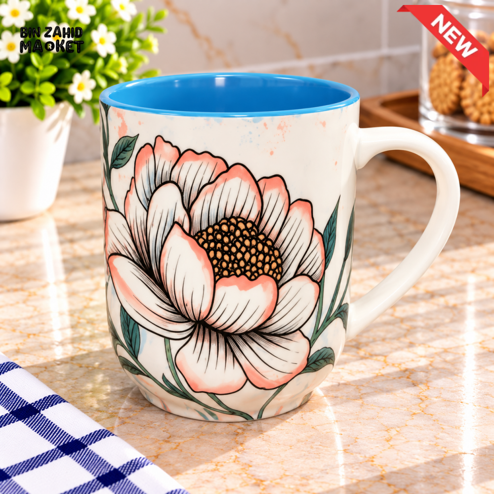 CERAMIC COFFEE MUG WITH FLORAL DESIGN - Mugs