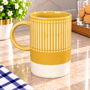 CERAMIC COFFEE MUG WITH WHITE STRIPED PATTERN - Mugs