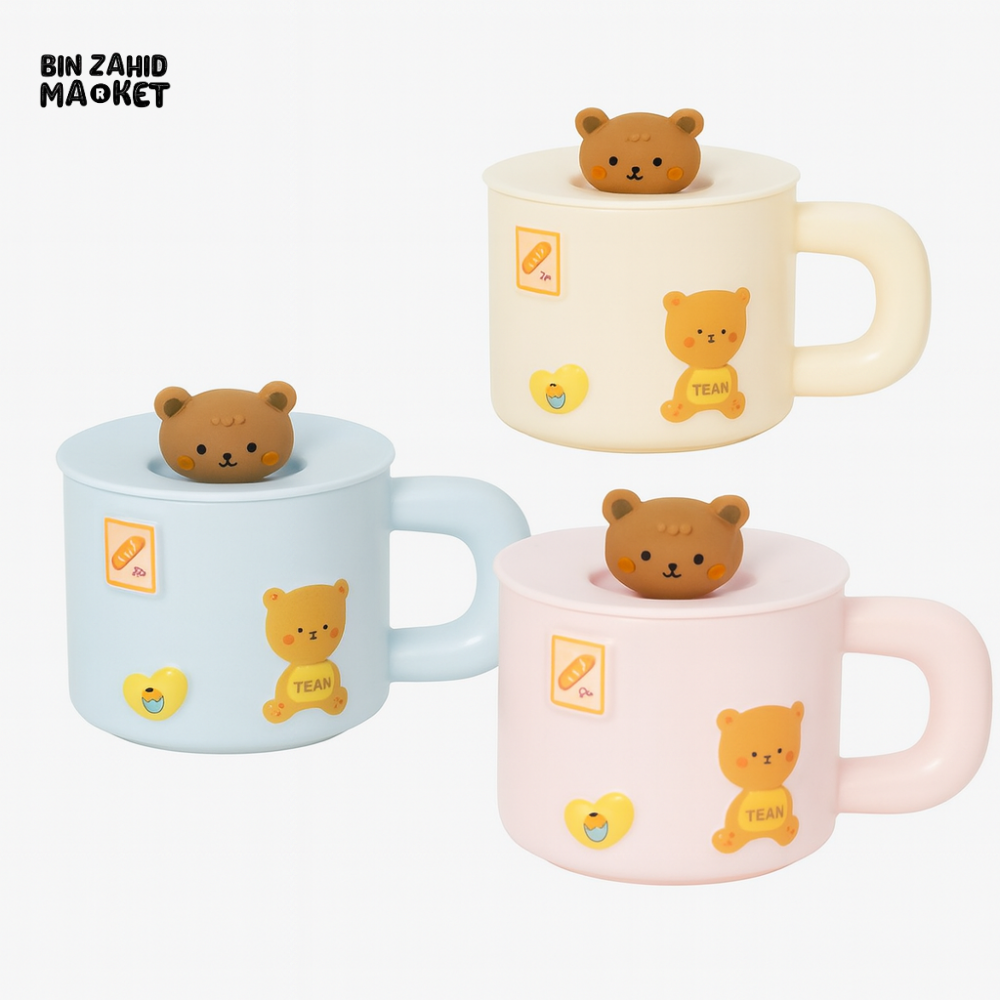 Ceramic Cute Bear Mug with Lid