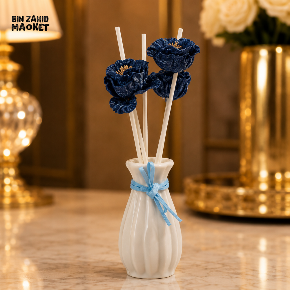 CERAMIC FLORAL REED DIFFUSER WITH DECORATIVE FLOWERS