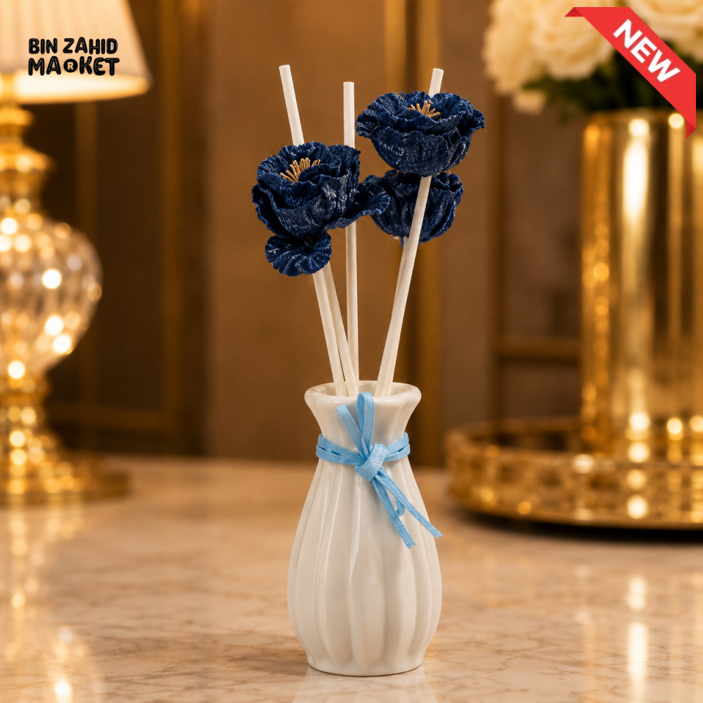CERAMIC FLORAL REED DIFFUSER WITH DECORATIVE FLOWERS