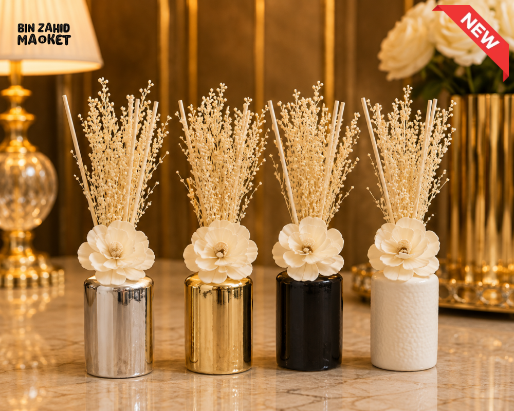 CERAMIC FLORAL REED DIFFUSER WITH DRIED FLOWERS - 1 PIECE