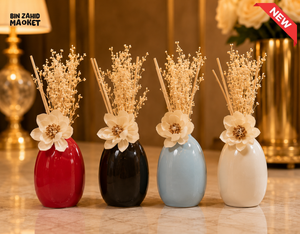 CERAMIC FLORAL REED DIFFUSER WITH DRIED FLOWERS - 1 PIECE