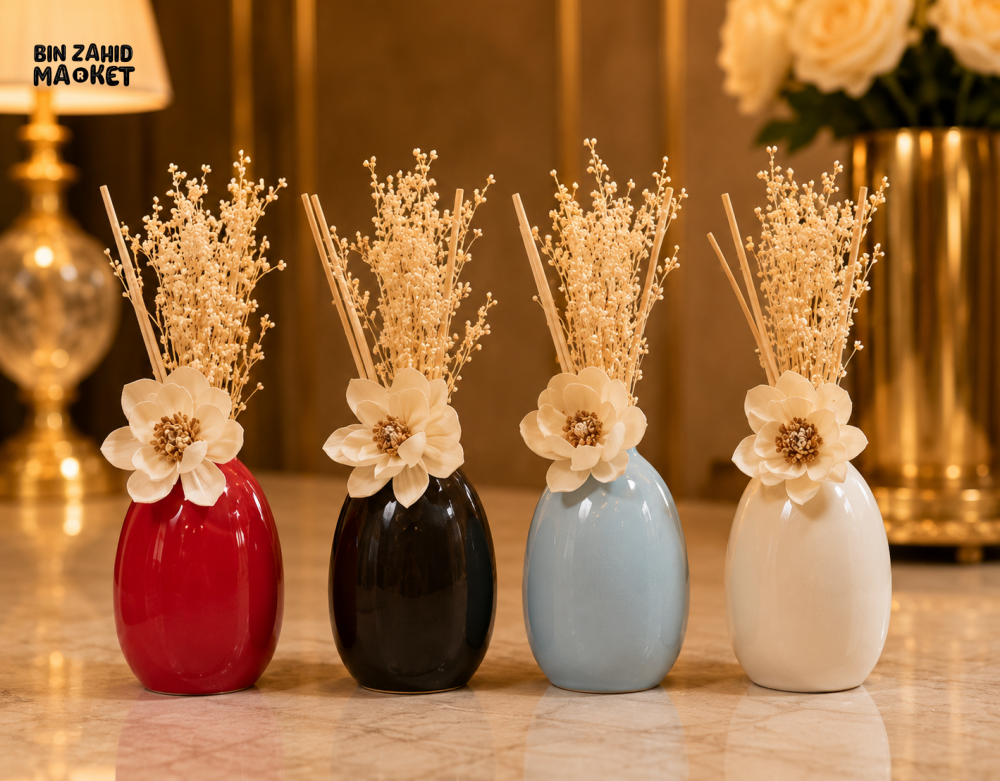 CERAMIC FLORAL REED DIFFUSER WITH DRIED FLOWERS - 1 PIECE