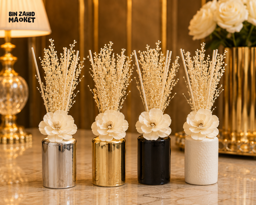 CERAMIC FLORAL REED DIFFUSER WITH DRIED FLOWERS - 1 PIECE