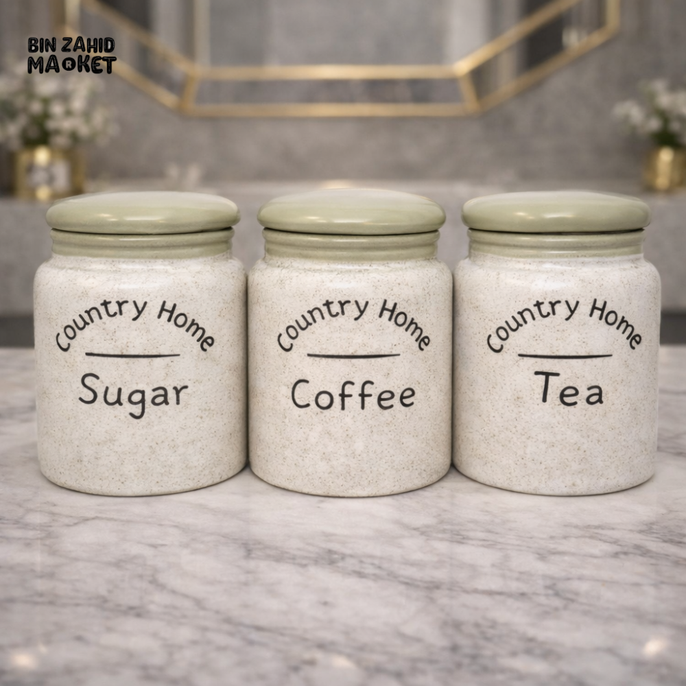 CERAMIC SUGAR COFFEE TEA CANISTER SET – COUNTRY HOME DESIGN