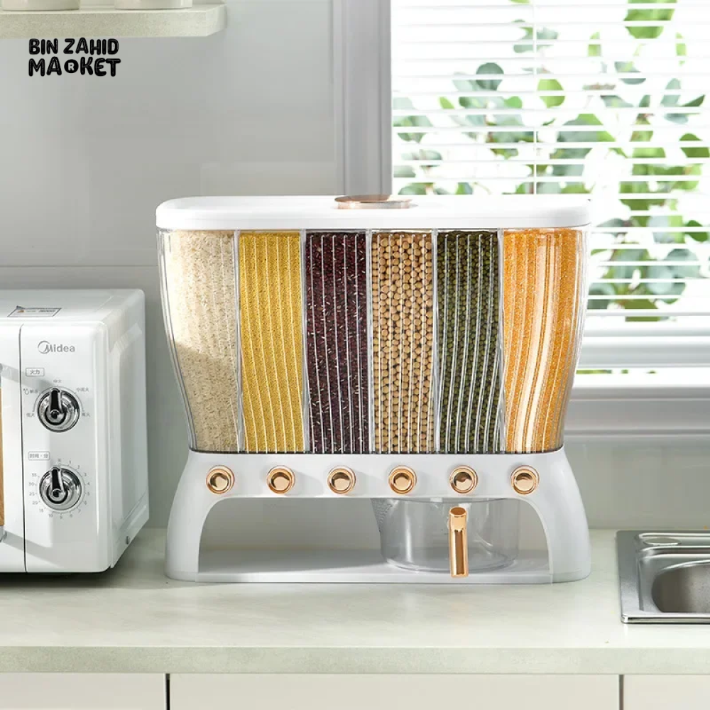 CEREAL DISPENSER 6-GRID STORAGE – EASY TO USE & CLEAN