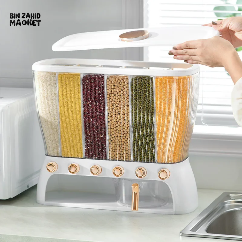 CEREAL DISPENSER 6-GRID STORAGE – EASY TO USE & CLEAN
