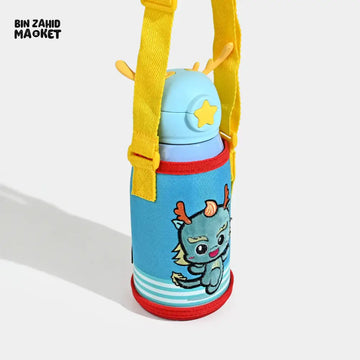 CHARACTER STAINLESS STEEL SIPPER BOTTLE WITH STRAW LEAK-PROOF & INSULATED - BLUE