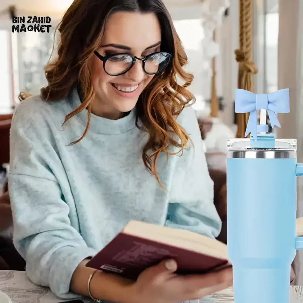 STRAW COVER FOR STANLEY - ELEGANT BIG BOW TIE STRAW COVER CAP