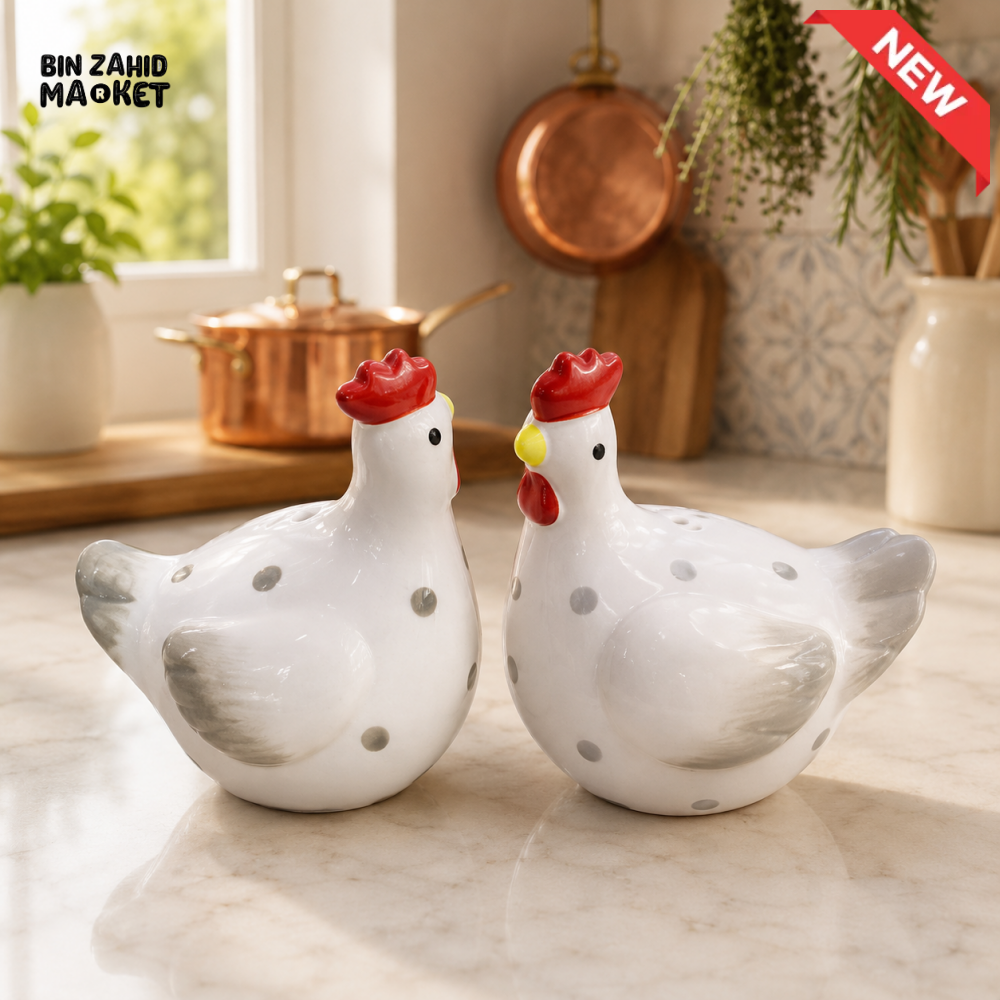 CHICKEN DESIGN CERAMIC SALT & PEPPER SHAKER SET