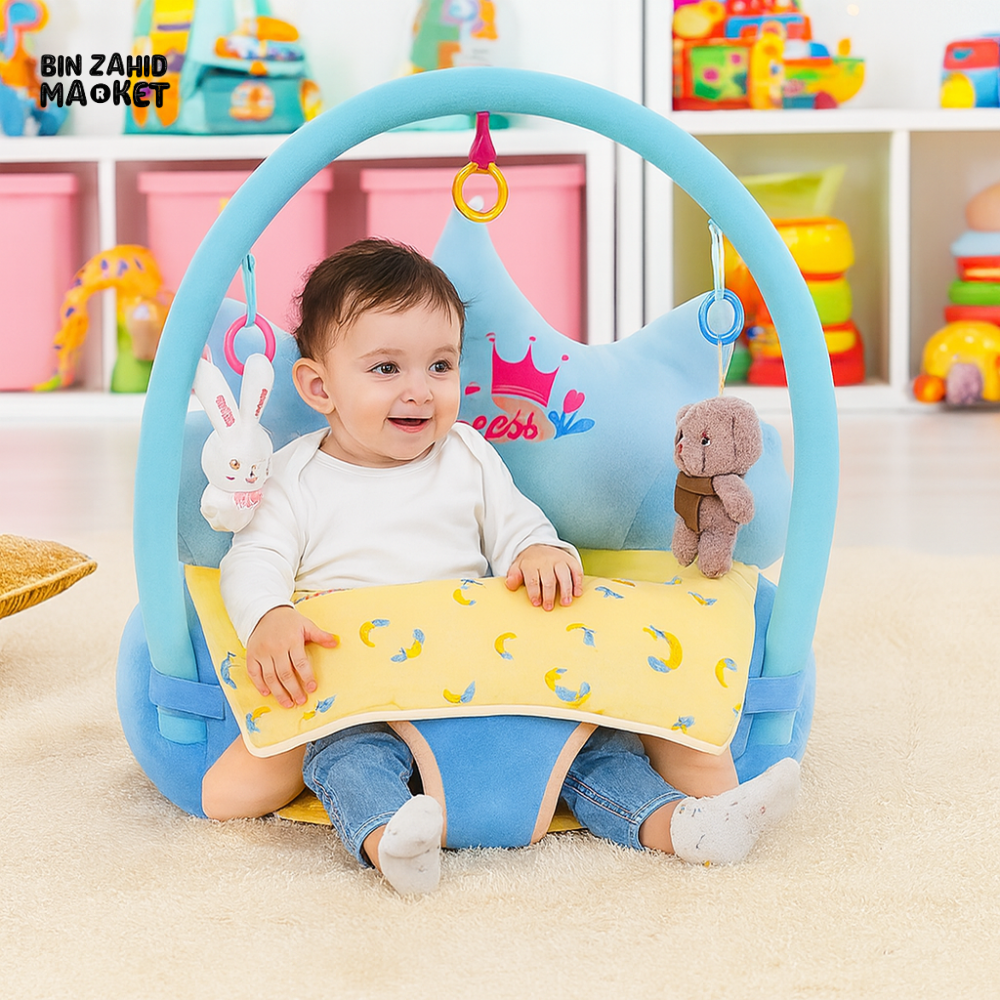 CHILDPLUSH CROWN TOY BAR RATTLE STUFF SEAT BLUE