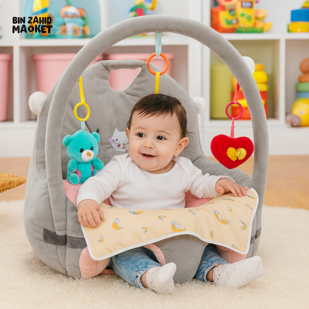 CHILDPLUSH CROWN TOY BAR RATTLE STUFF SEAT GRAY