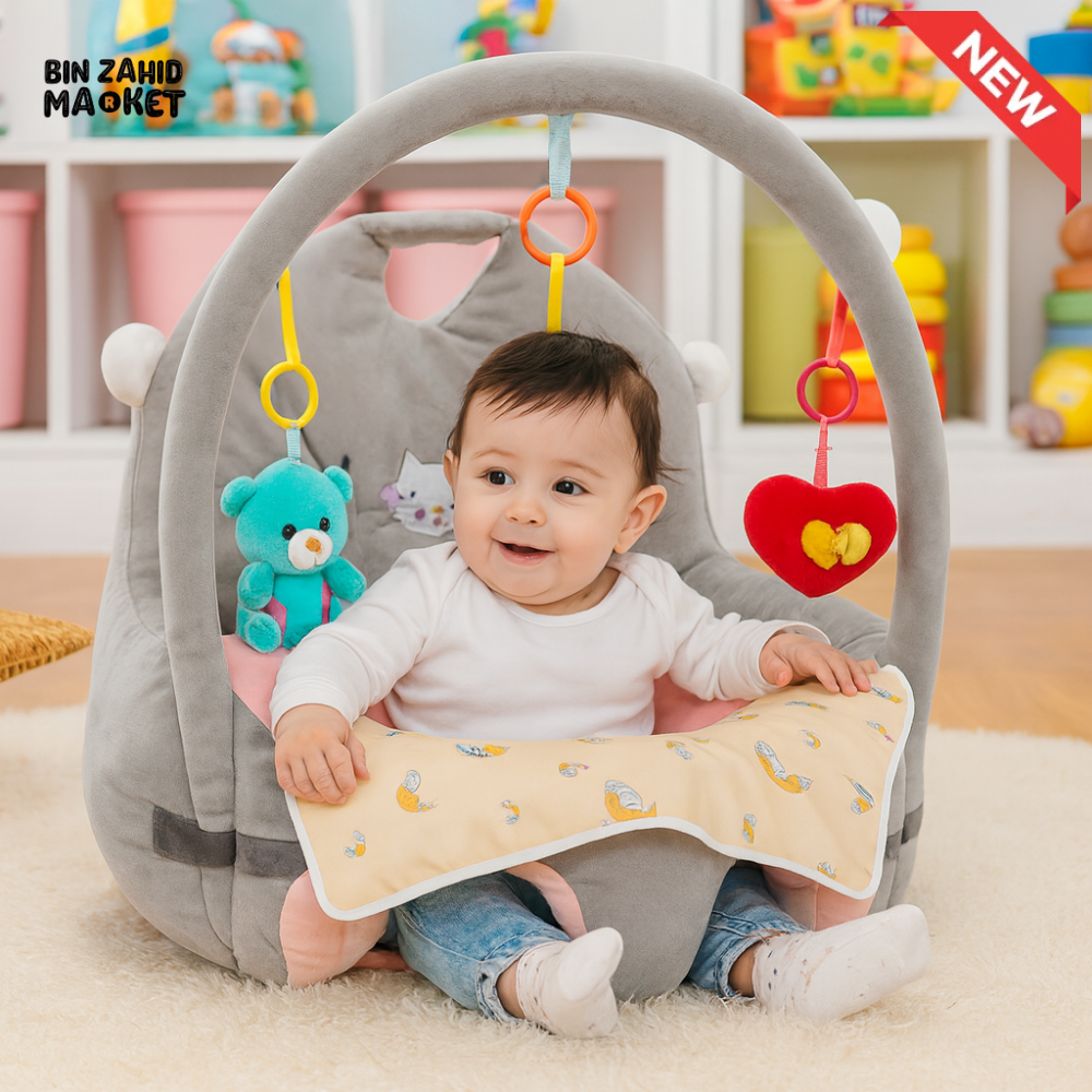 CHILDPLUSH CROWN TOY BAR RATTLE STUFF SEAT GRAY