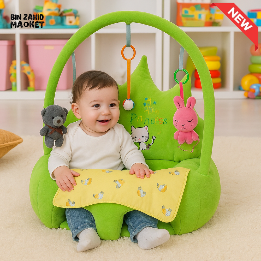 CHILDPLUSH CROWN TOY BAR RATTLE STUFF SEAT GREEN