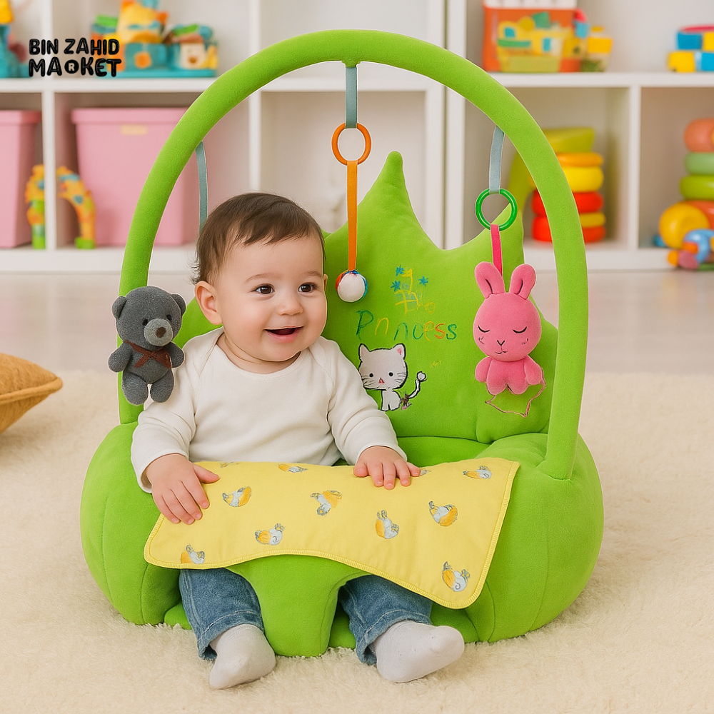 CHILDPLUSH CROWN TOY BAR RATTLE STUFF SEAT GREEN