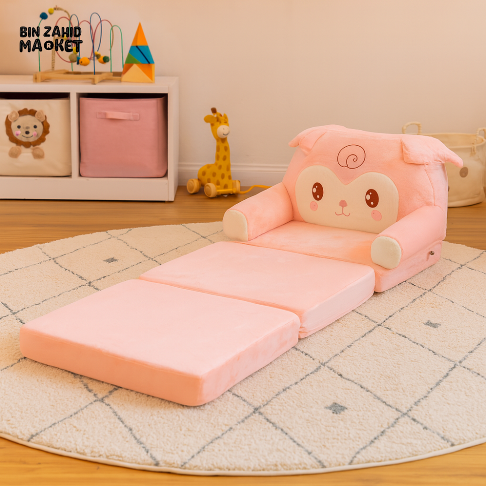 CHILDPLUSH SPONGE 3 LAYERS STUFF SOFA PEACH RACCOON