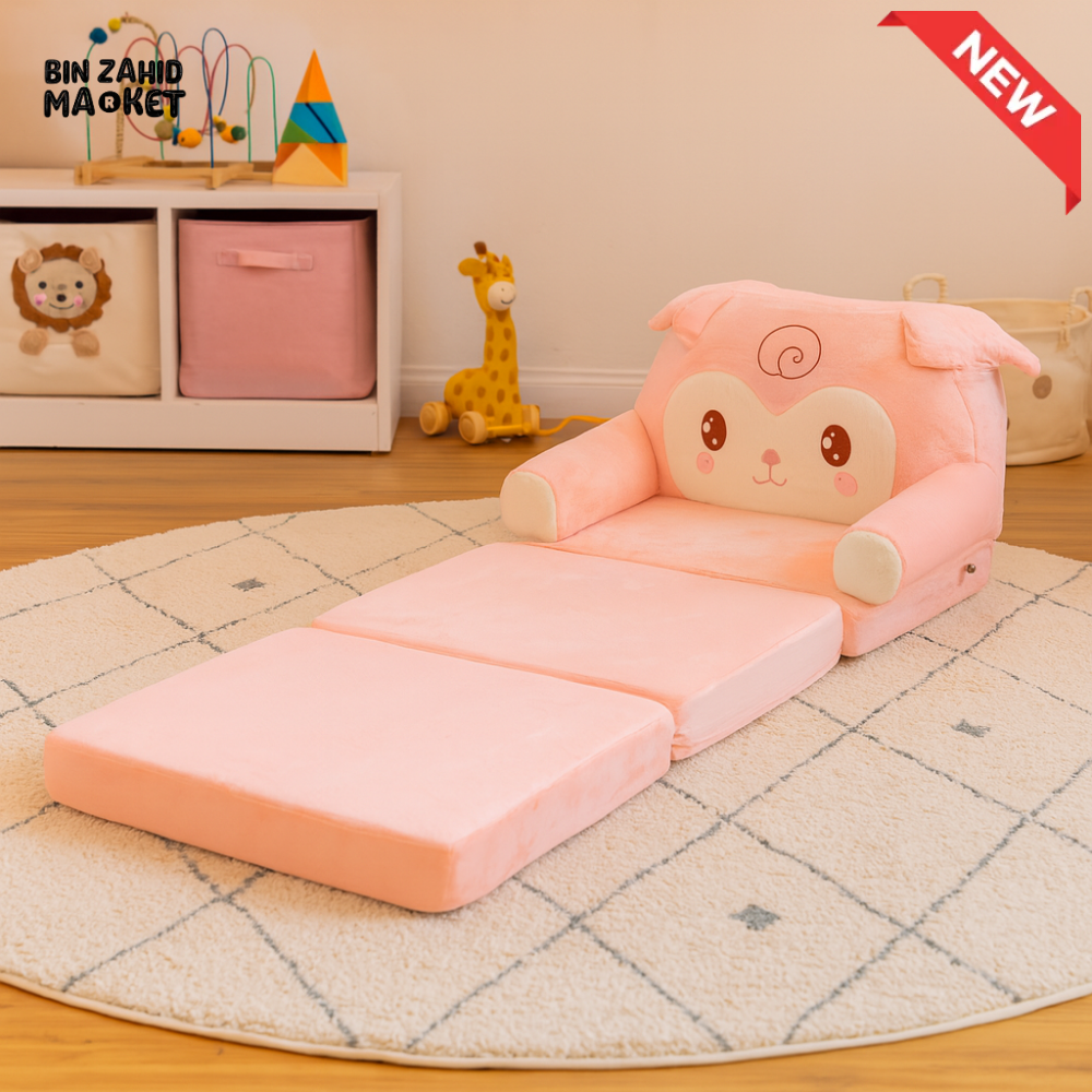 CHILDPLUSH SPONGE 3 LAYERS STUFF SOFA PEACH RACCOON