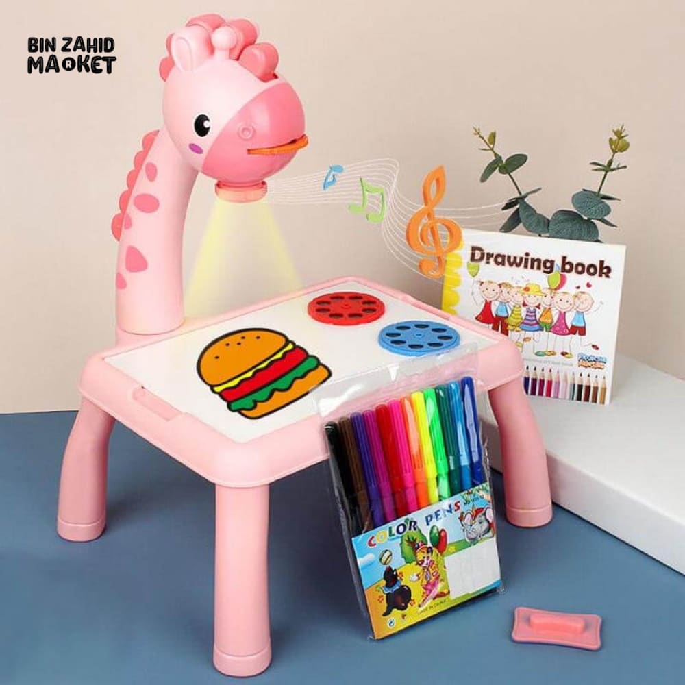 CHILDREN GIRAFFE PROJECTION DRAWING BOARD Pink