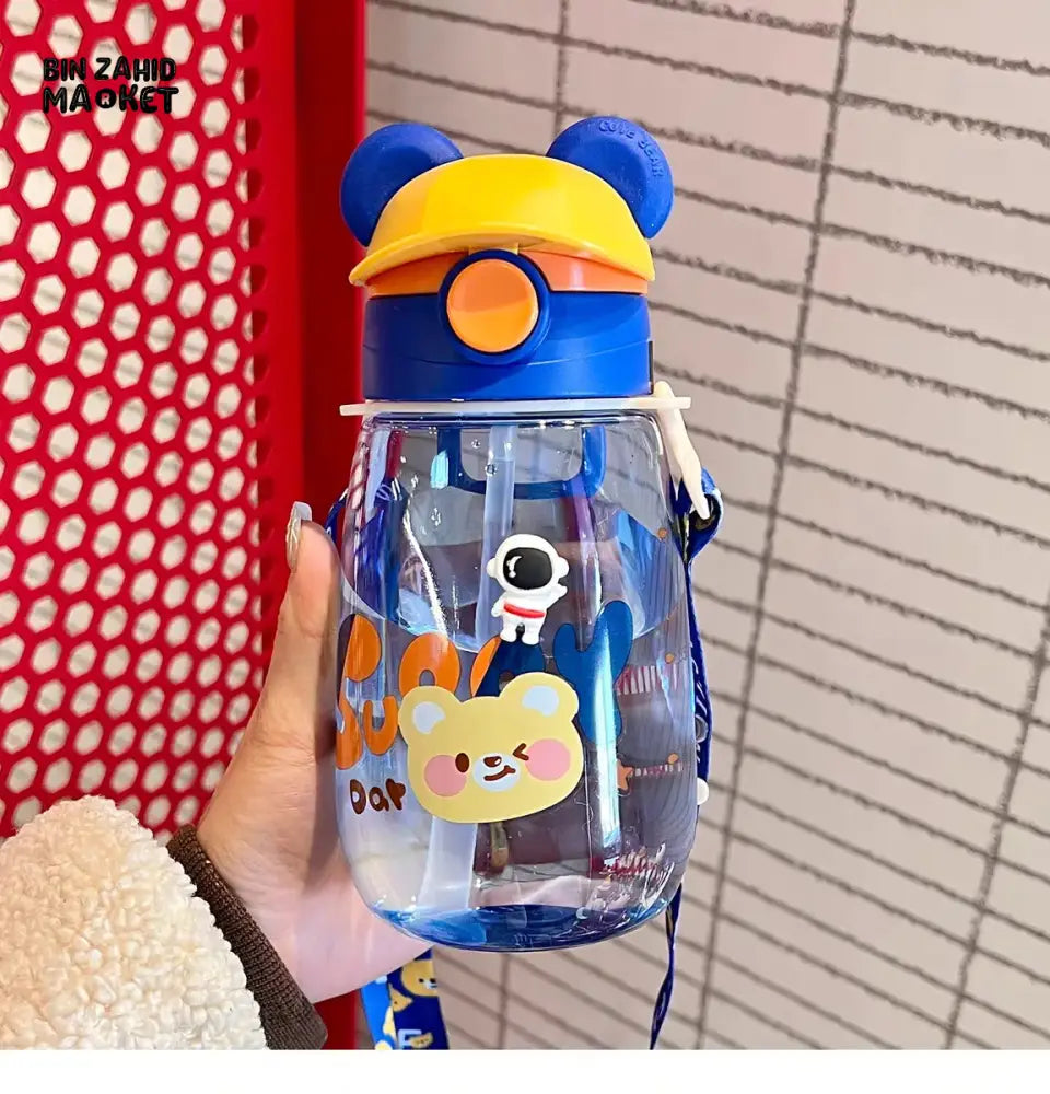 CHILDREN STRAW WATER BOTTLE 550ML – PORTABLE PLASTIC CUP FOR SCHOOL